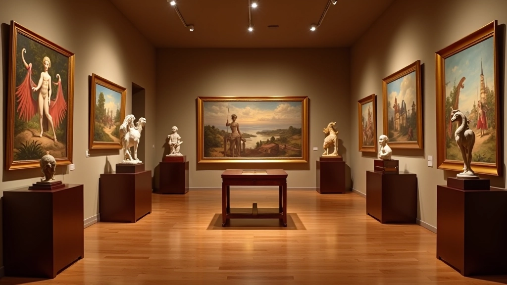 Galería de arte profesional con obras valiosas en exhibición