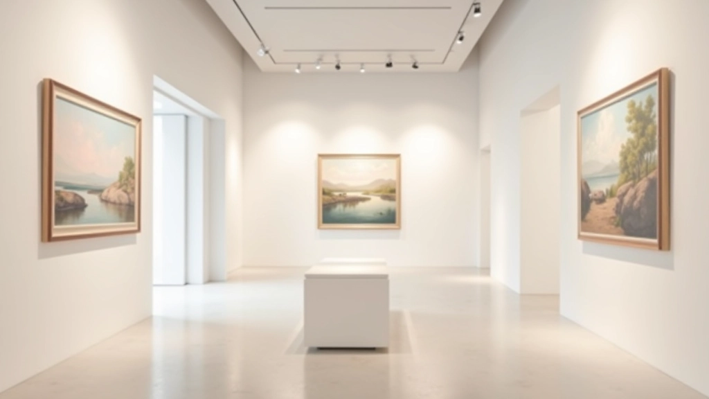 Galería de arte privada con cuadros valiosos y iluminación profesional